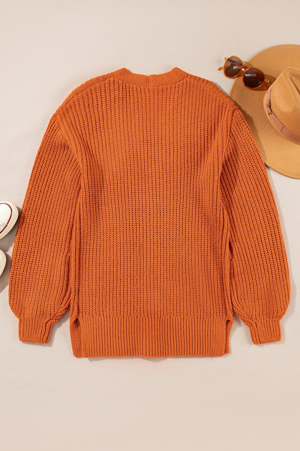 Orange Chunky Cardigan Sweater LT