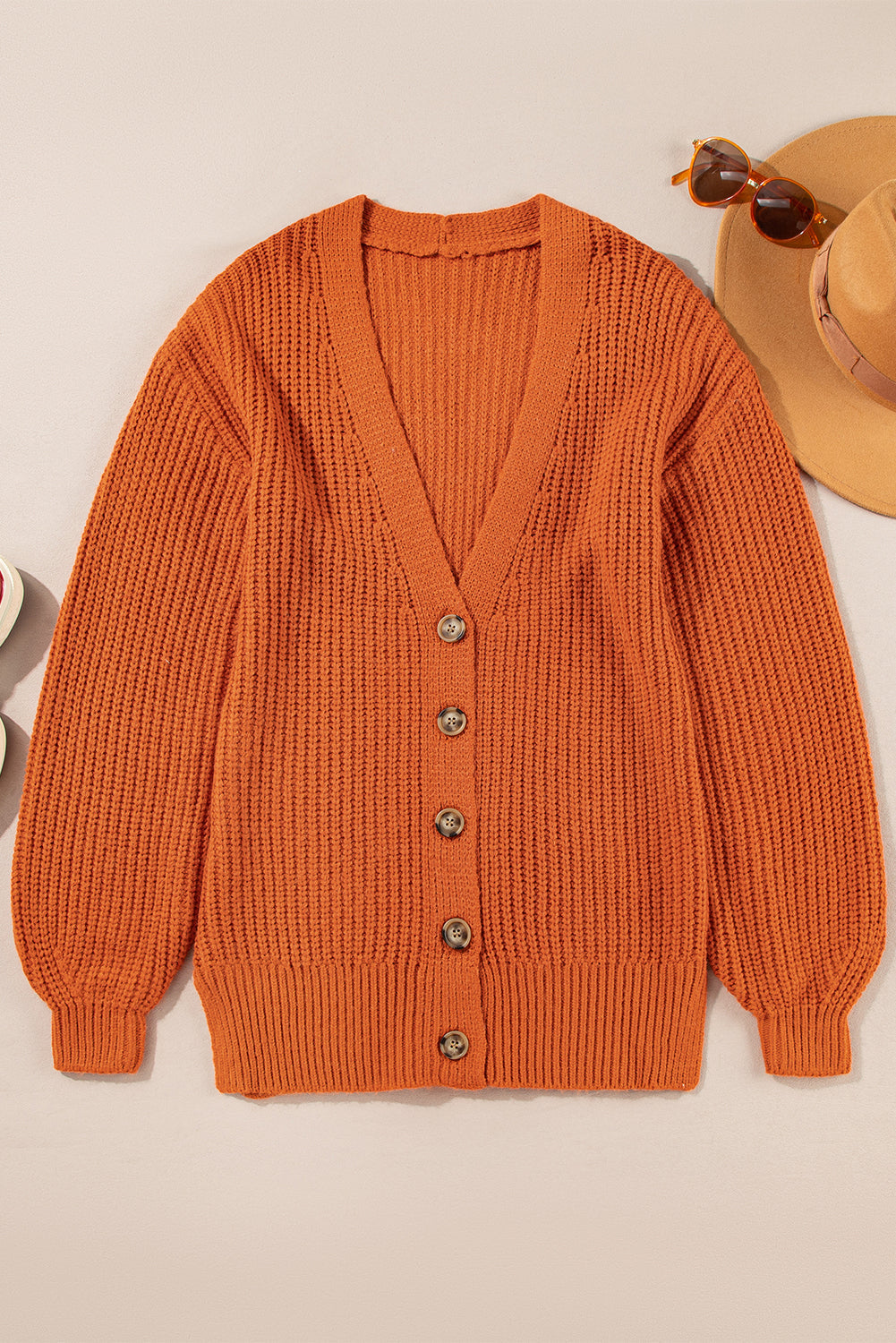 Orange Chunky Cardigan Sweater LT