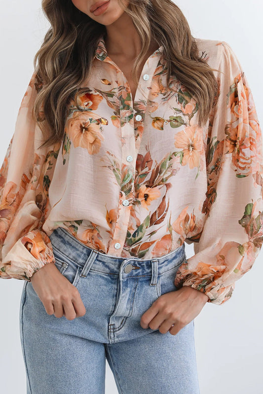 Orange Floral Puff Shirt LT