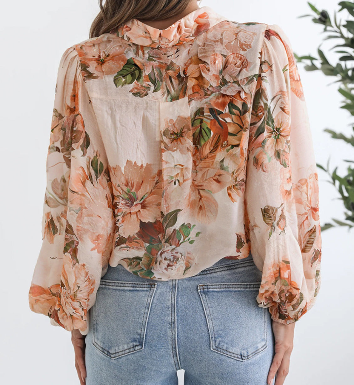Orange Floral Puff Shirt LT