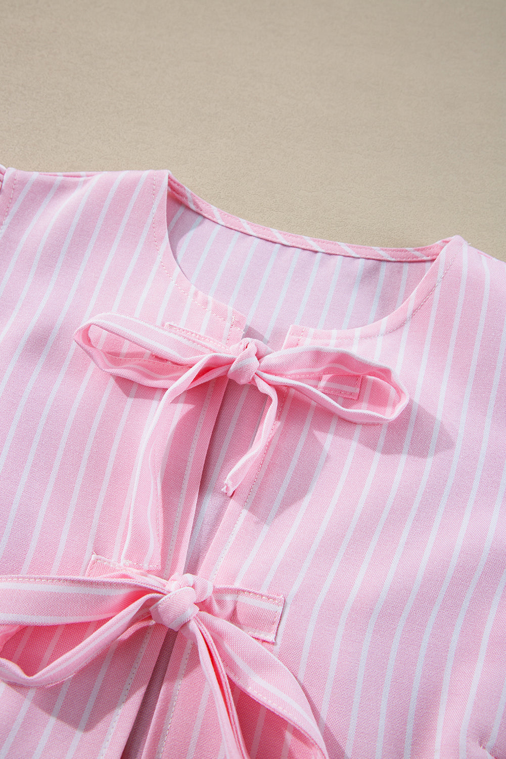 Pink Stripe Bowknot Blouse August.