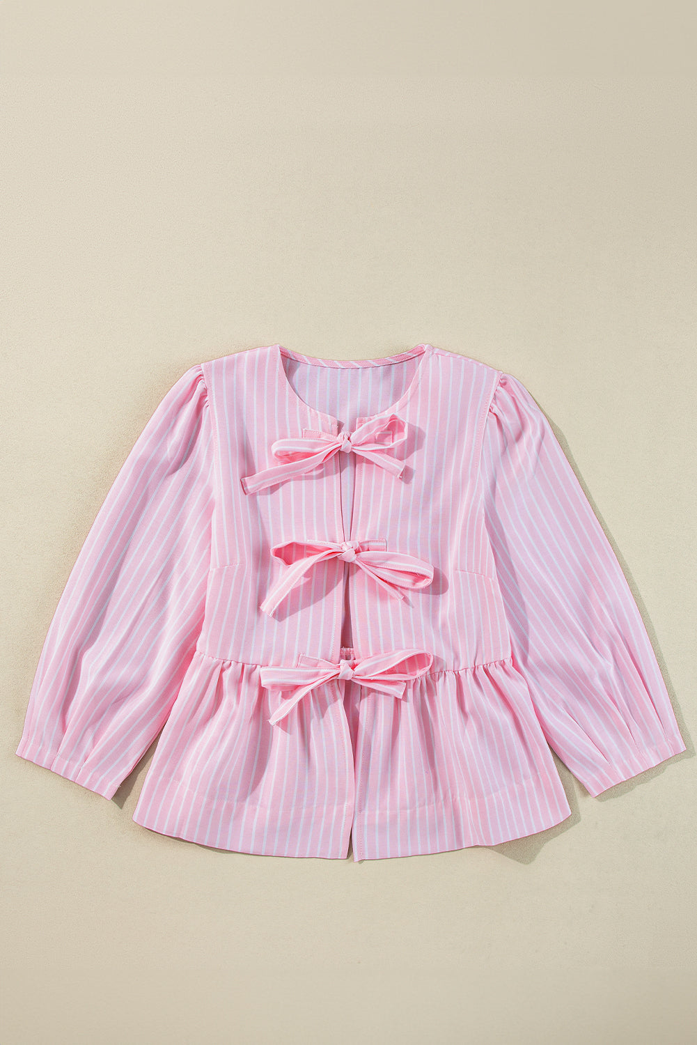 Pink Stripe Bowknot Blouse August.