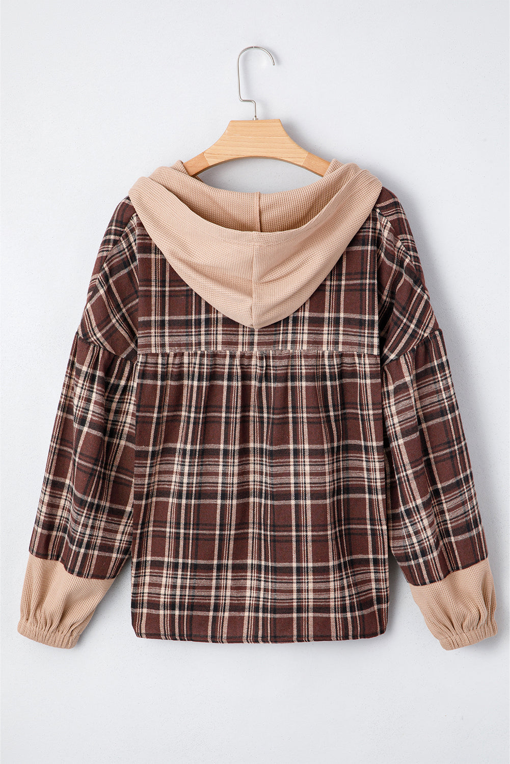 Plaid Patchwork Hooded Blouse August.