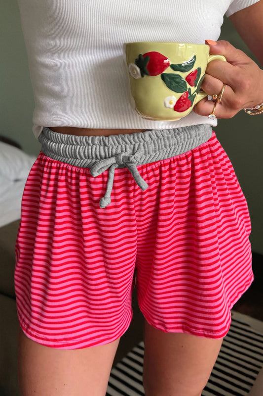 Rose Stripe Elastic Ribbed Shorts FB