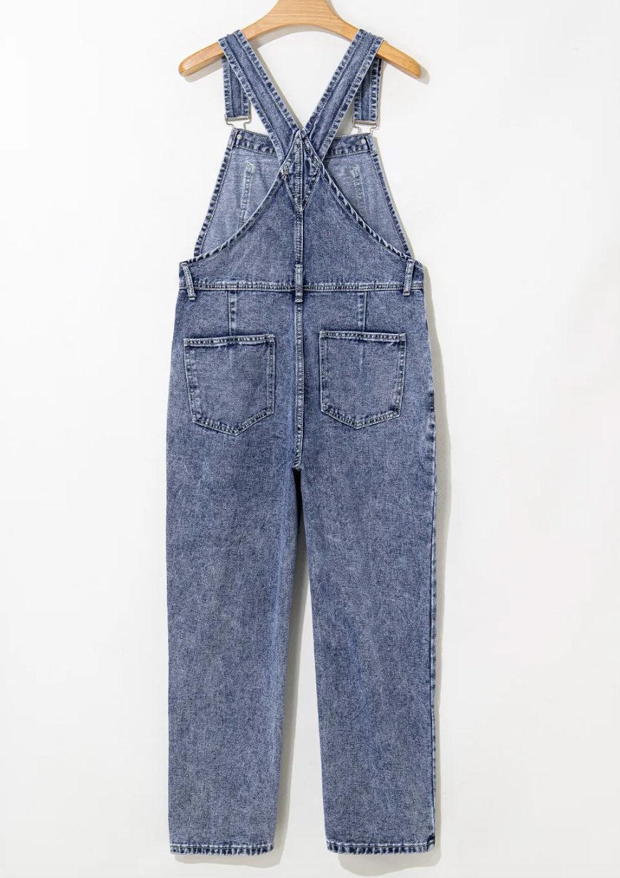 DENIM STRAIGHT LEG OVERALLS OOTD