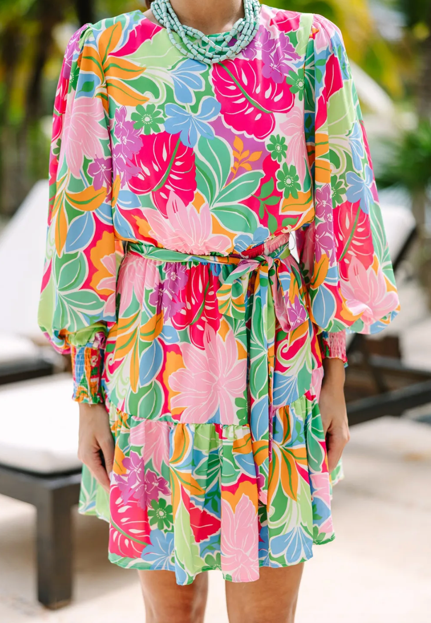 Green Bubble Sleeve Mini Dress OOTD