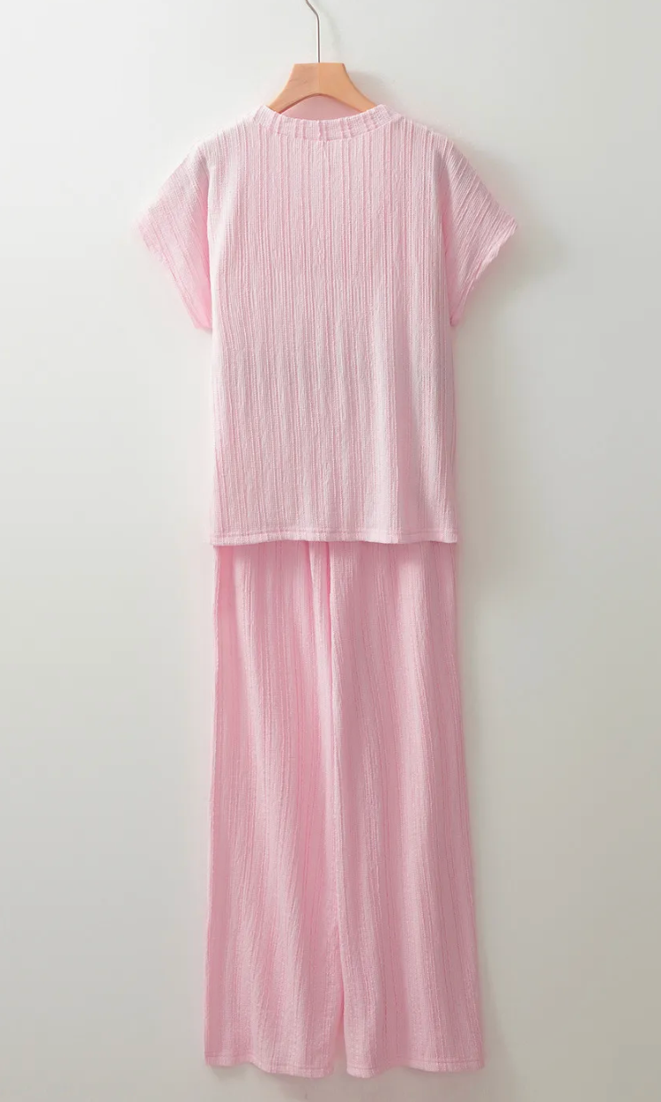 Textured Henley Top & Pants Set OOTD