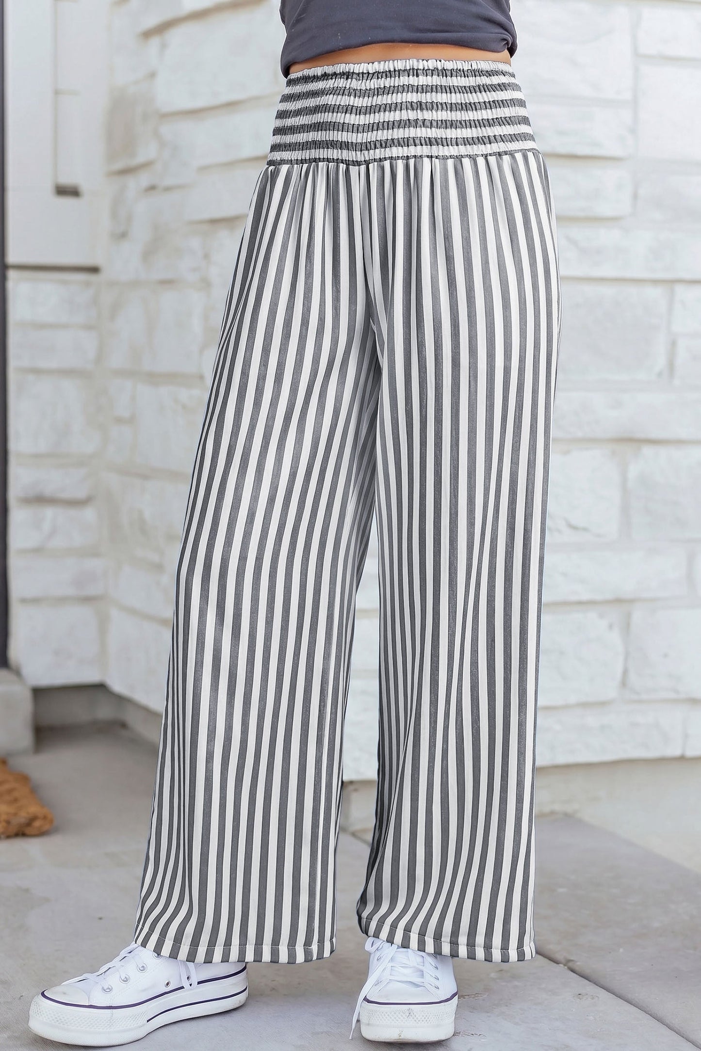 Stripe Shirred Summer Pants