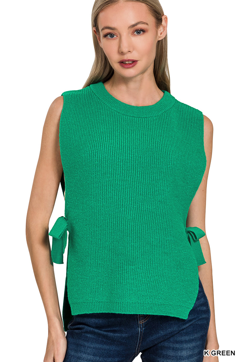 Side Tie Sweater Vest Zenana