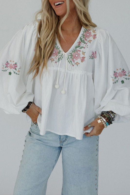 White Flower Babydoll Blouse August.