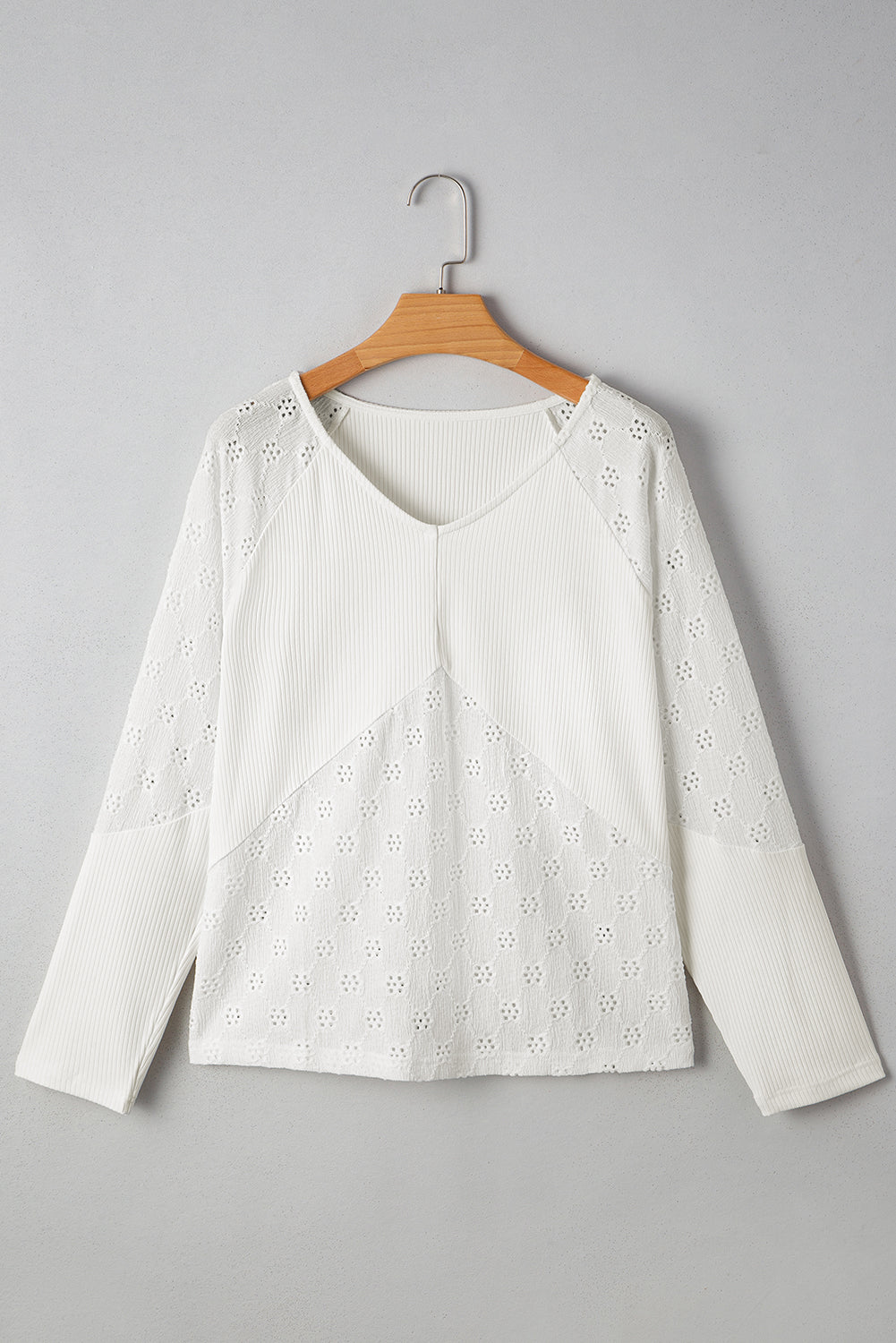 White Ribbed Patchwork Top LT