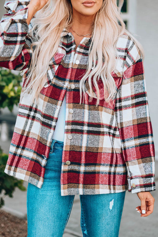 Red Plaid Pocket Shacket LT