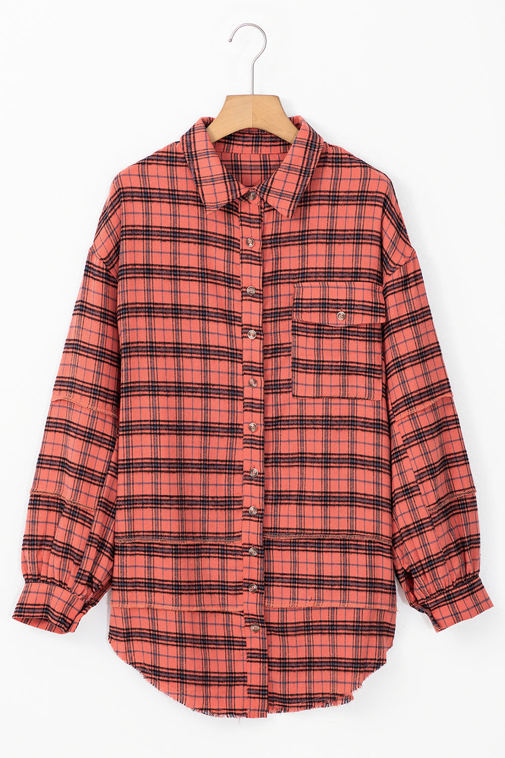 Red Plaid Distressed Top LT