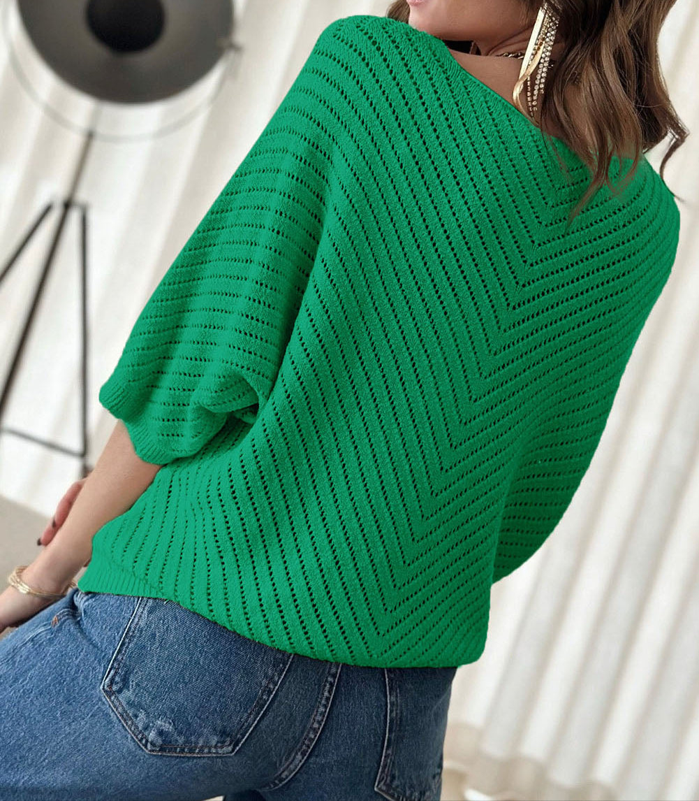 Green V Neck Sweater Top LT
