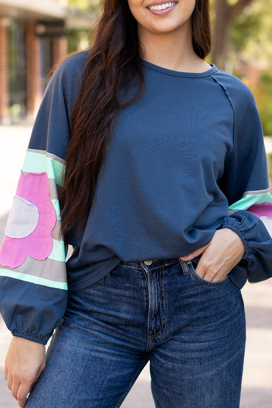 Blue Flower Patch Oversize Top LT