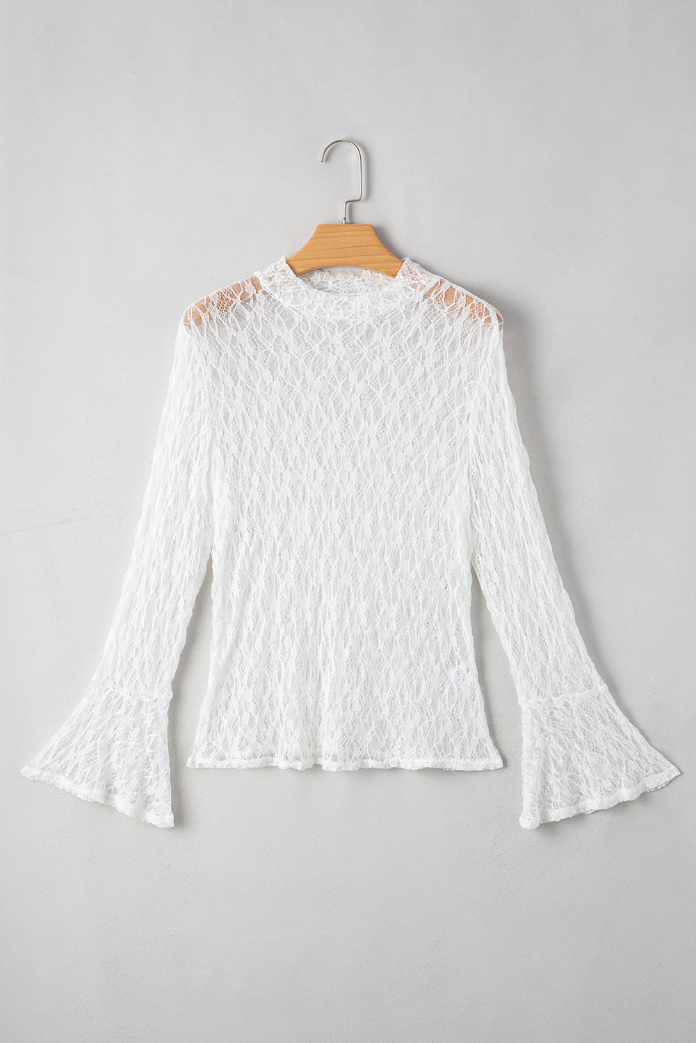 Sheer Lace Bell Sleeve Blouse LT