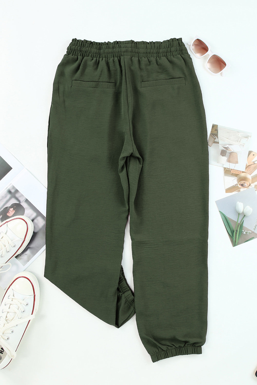 Green Smocked Joggers