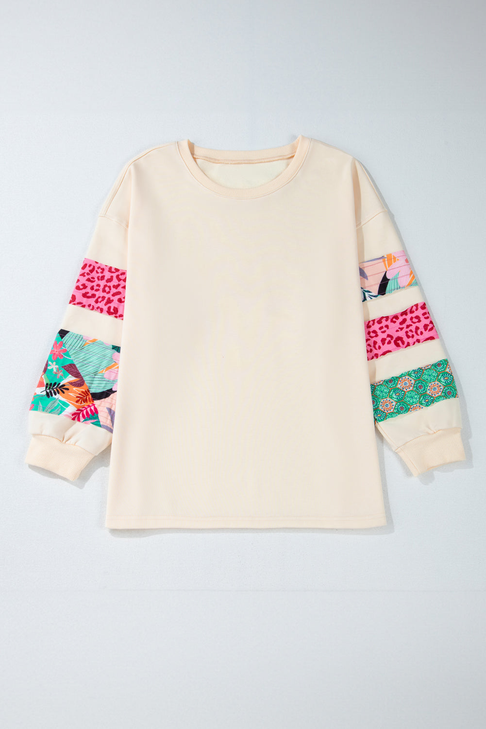 Beige Mixed Print Plus Top LT